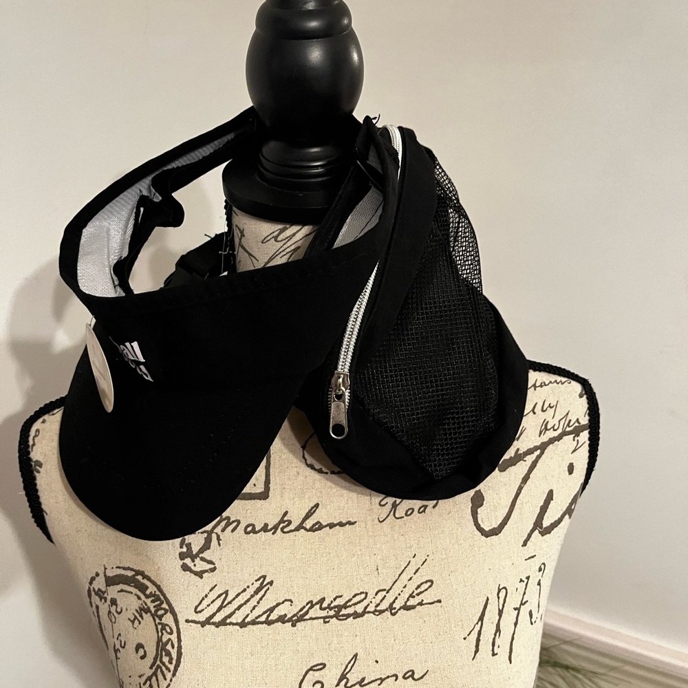 Black pickleball visor, and pouch